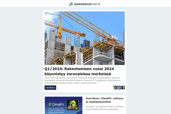 Q1/2024: Rakentamisen trendit | Seinäpaneelit | Viherseinät | Palokatkot | LED-valolistalla Avainlippu | Energian- ja vedenkulutuksen säätäminen | Saniteettitilat | Korroosion kestävä lasi | Sähköautojen latausasemat | Sisäilmakorjaukset | Korkkilattiat