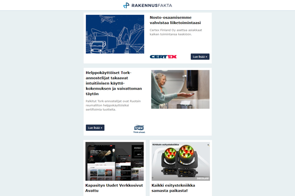Kosteiden tilojen seinäpaneelit | Pesupöydät | Betonilattian pinnoitus | Muovimatot | Teollisuusvalaisimet | Esitystekniikka | Kapasityn uudet verkkosivut | Saniteettiannostelijat | Nostotyöt