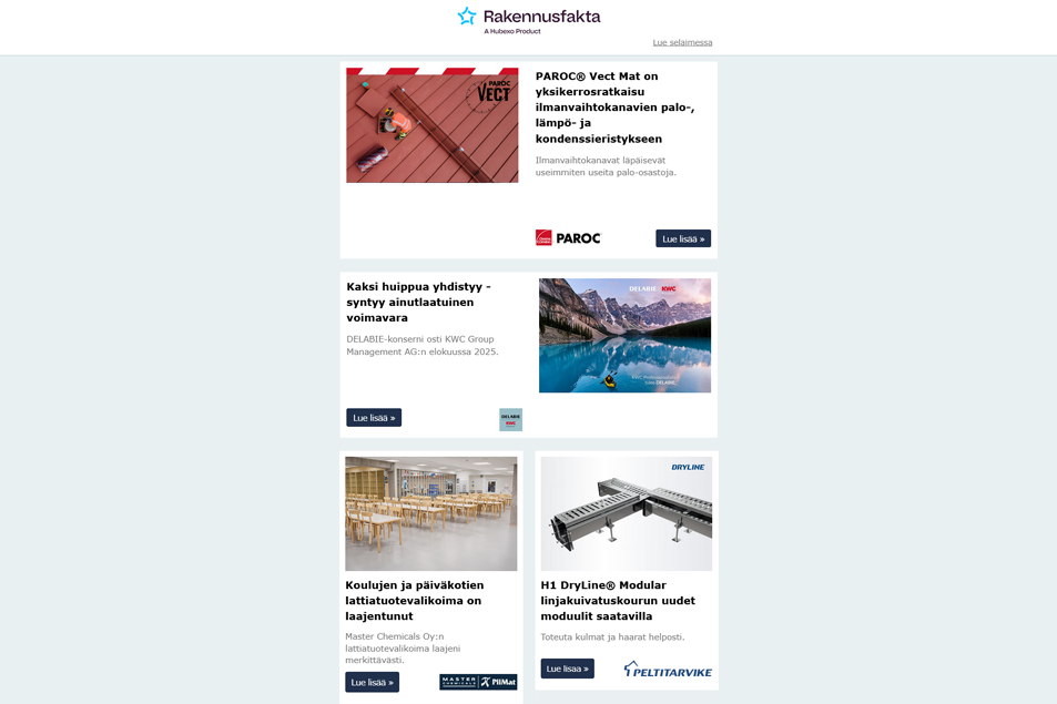 PAROC® Vect Mat | H1 DryLine® Modular | Treston PowerX™ | Lattiatuotevalikoima |DELABIE-konserni osti KWC Group Managementin |