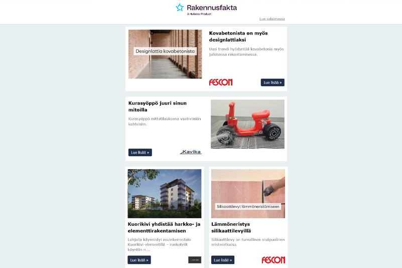 Kovabetonista on myös designlattiaksi | Kurasyöppö juuri sinun mitoilla |  Kuorikivi yhdistää harkko- ja elementtirakentamisen | Lämmöneristys silikaattilevyillä |