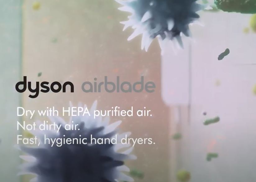 DYSON AIRBLADE ™ HYGIENINEN KÄSINKUIVAUS HEPA -PUHDISTETULLA ILMALLA