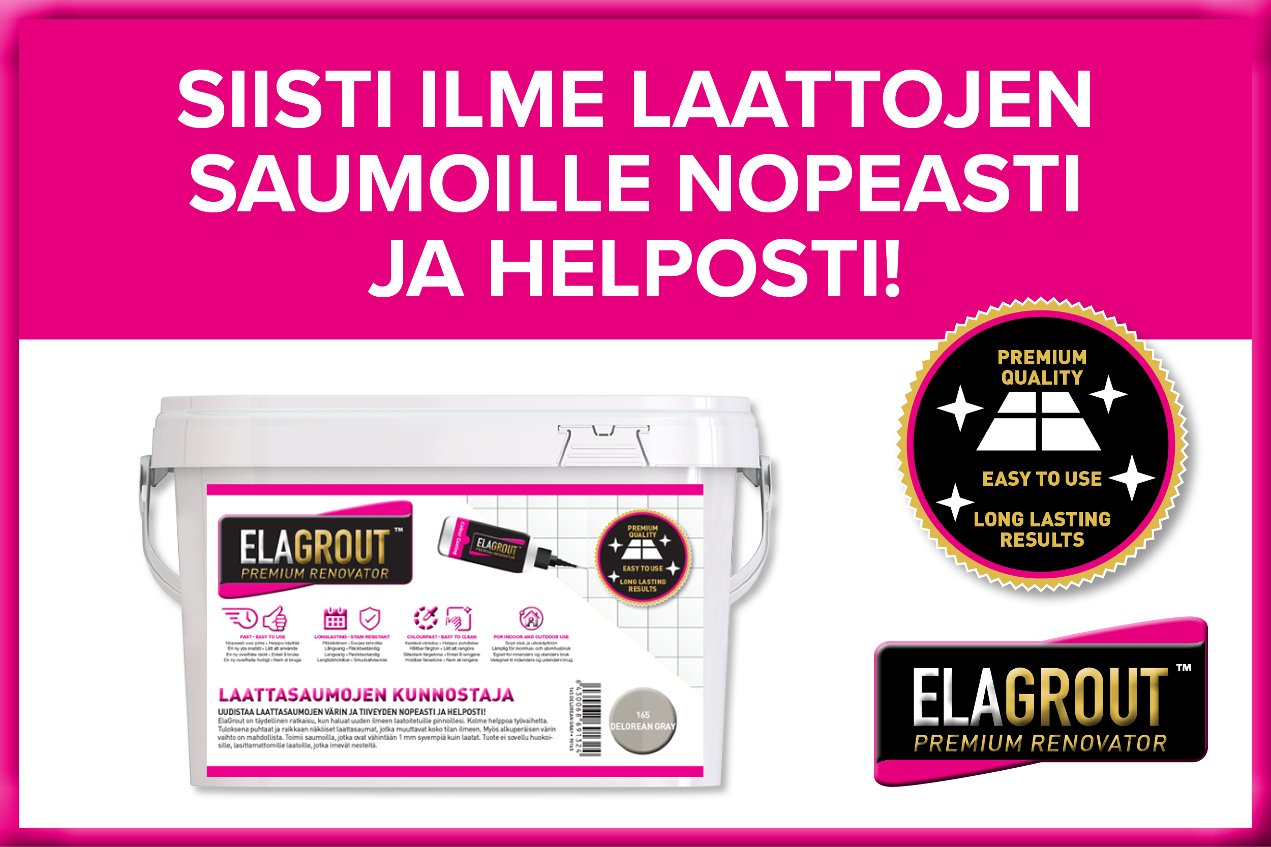 ElaGrout uudistaa laattasaumojen värin ja tiiveyden nopeasti ja helposti!