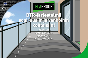 ElaProof BTR-järjestelmä tarjoaa monta tapaa toteuttaa parveke- ja terassiremontit