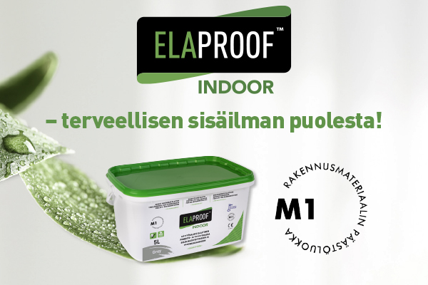 ElaProof Indoor on nyt M1-hyväksytty tuote sisäilmatiivistykseen ja radonsuojaukseen