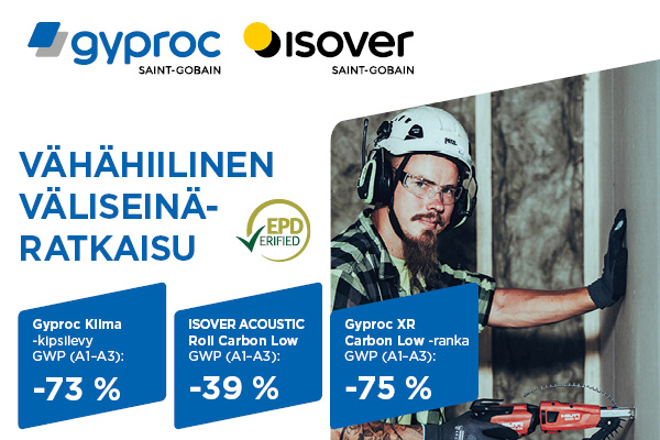 Isoverin ja Gyprocin vähähiilinen väliseinä