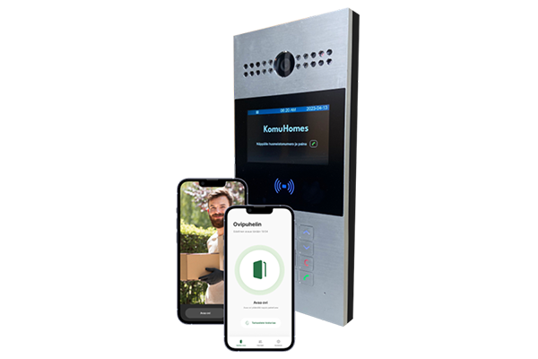 KomuDoor ovipuhelinjärjestelmä yhdistää perinteisten kaapeloitujen ja modernien älypuhelimella toimivien järjestelmien edut samaan pakettiin.