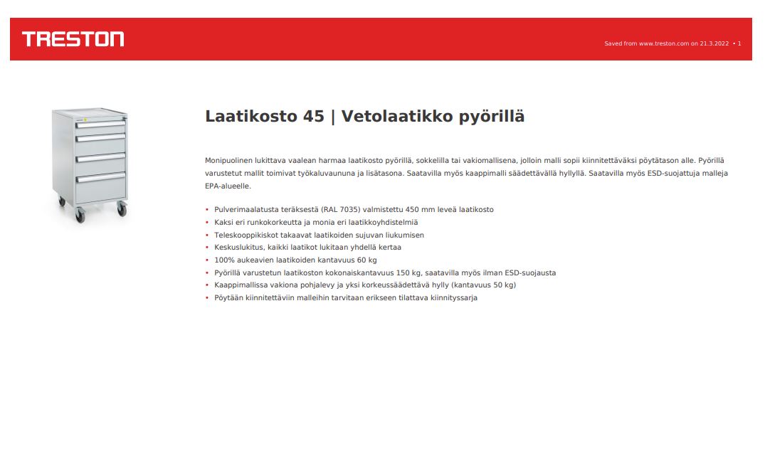 Laatikosto 45 | Vetolaatikko pyörillä tuotekortti