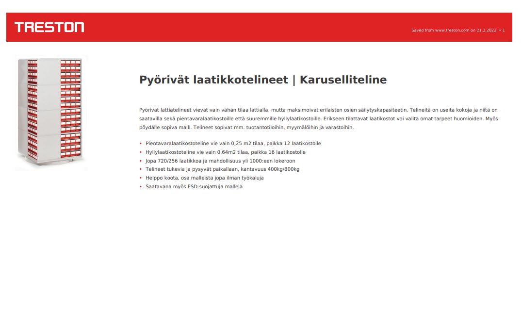 Pyörivät laatikkotelineet | Karuselliteline tuotekortti