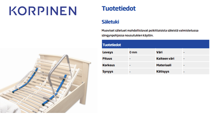 Säletuki tuotetiedot