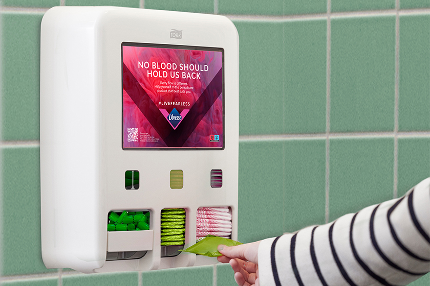 Tork Kuukautissuoja-annostelija rikkoo tabuja