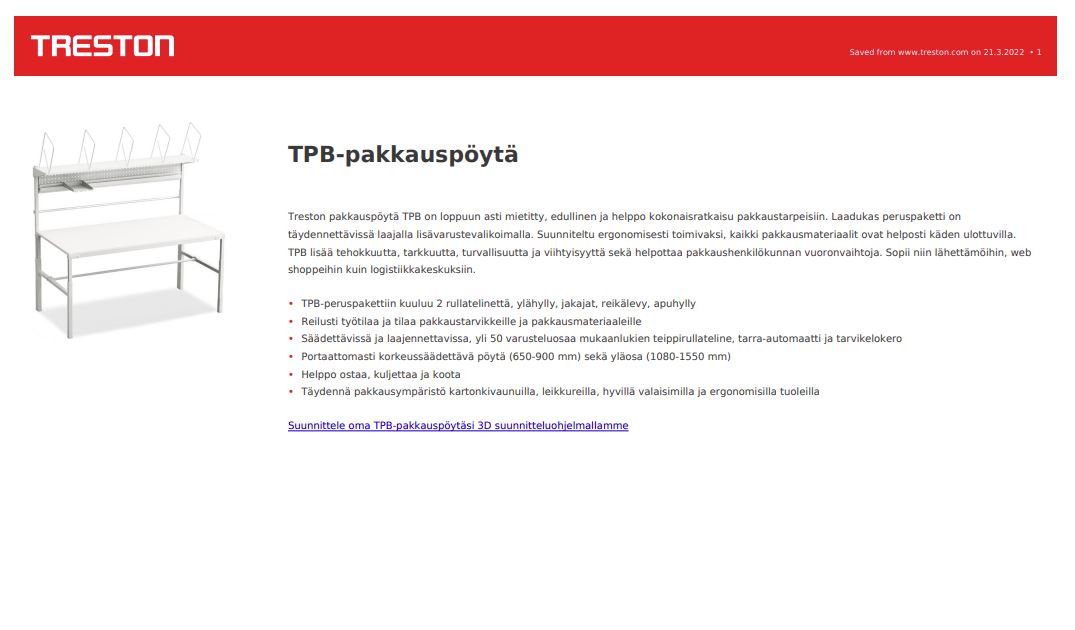 TPB-pakkauspöytä tuotekortti