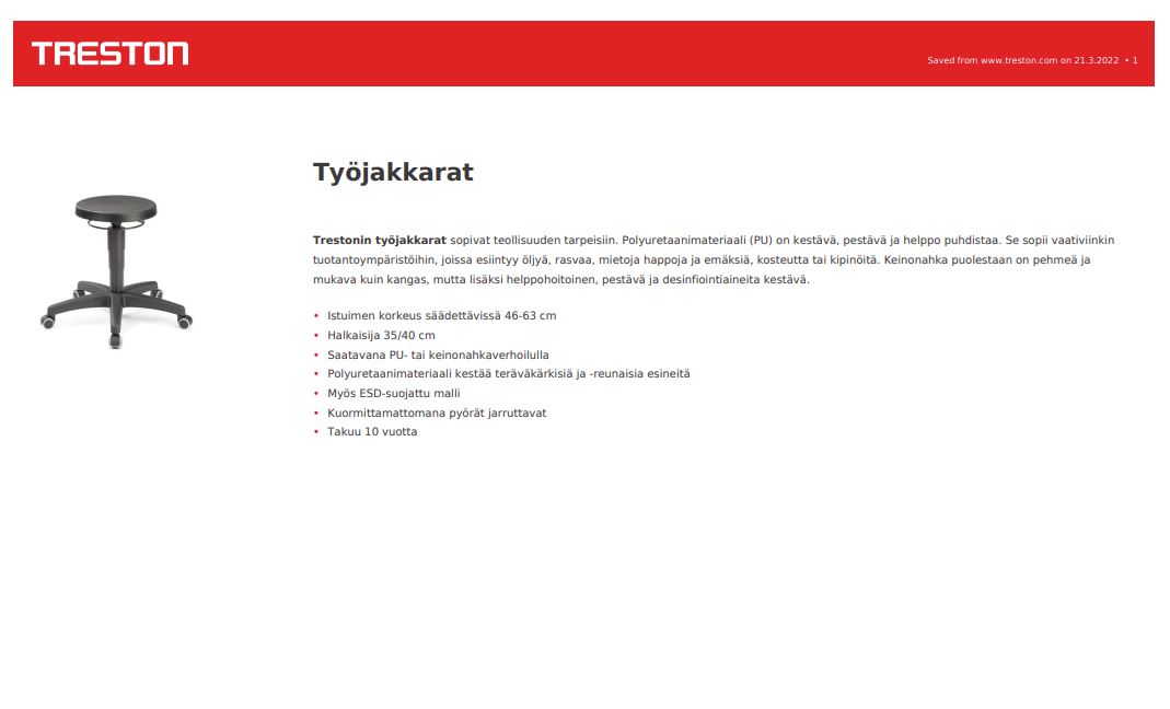 Työjakkarat tuotekortti