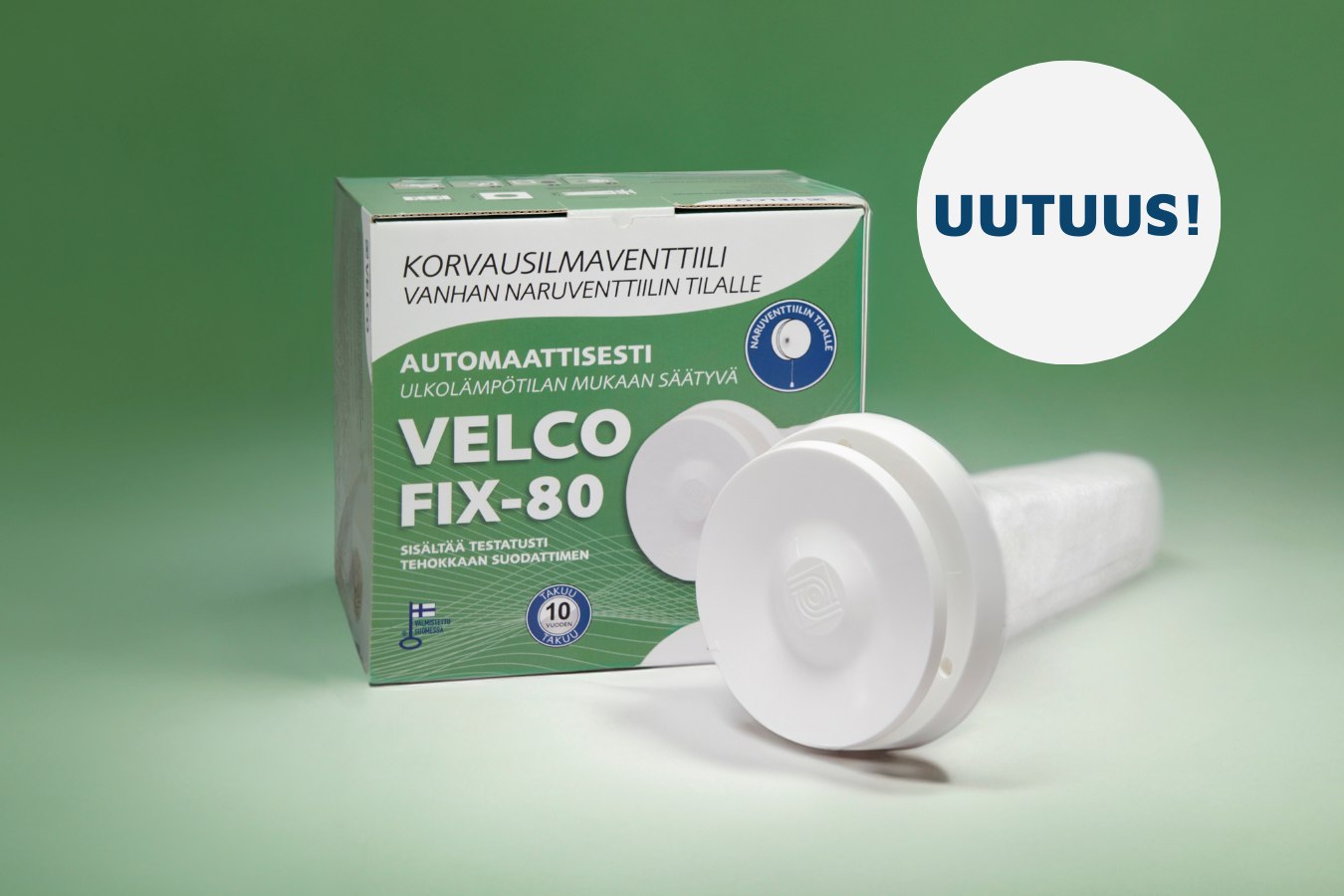 UUTUUS: Velco FIX-80 korvausilmaratkaisu muovisten naruventtiilien korvaamiseen