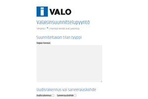 Valaisinsuunnittelupyyntö