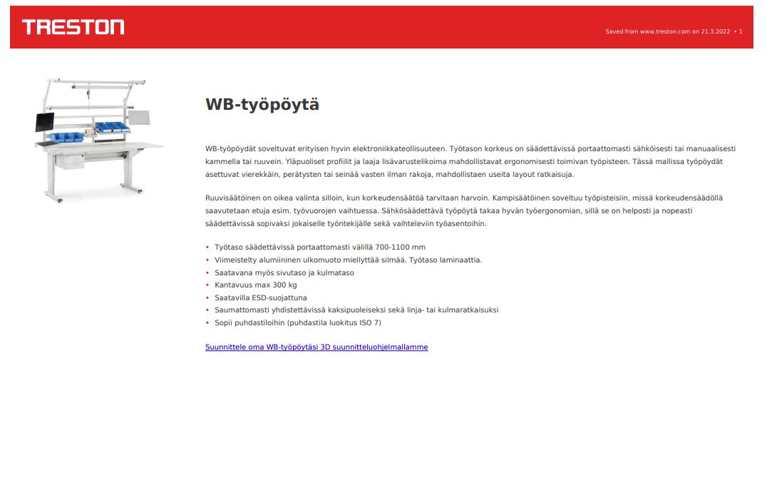 WB-työpöytä tuotekortti