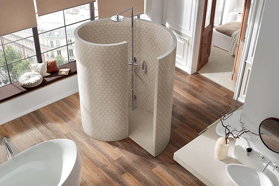 wedi Fundo Nautilo snail shape designer shower cabin